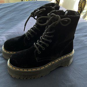 Dr. Martens Jadon Platform Women's Boot - Black Velvet - Size 7